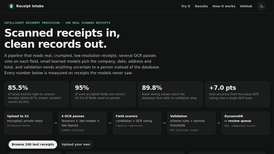 Screenshot of Intelligent Document Processing Pipeline
